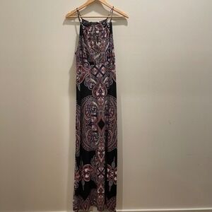 INC International Concepts Womens Paisley Halter Maxi Dress Black Blue Pink L